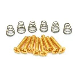 Allparts Countersunk Pickup Mounting Screws with Springs, GOLD, Set of 6