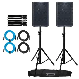 QSC CP8 CP Series 8" Powered Active DJ Pro Audio Speakers Pair w Stands Pack