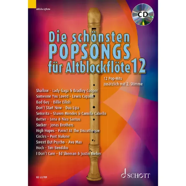 Сборник песен Schott Music Die schönsten Popsongs Für Alt-Blockflöte 12