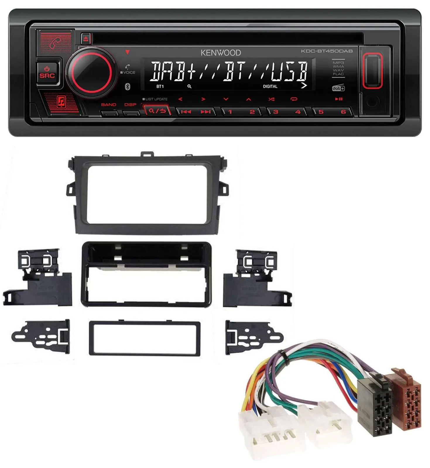 Kenwood MP3 CD USB Bluetooth DAB Autoradio für Toyota Corolla 2009-2012 silber