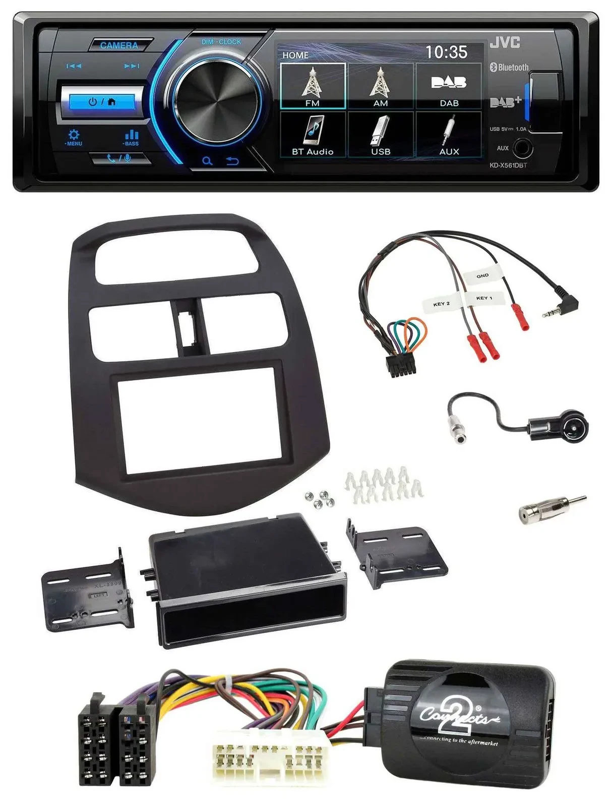 JVC Bluetooth Lenkrad USB DAB Autoradio für Chevrolet Spark KLM 2012-2013