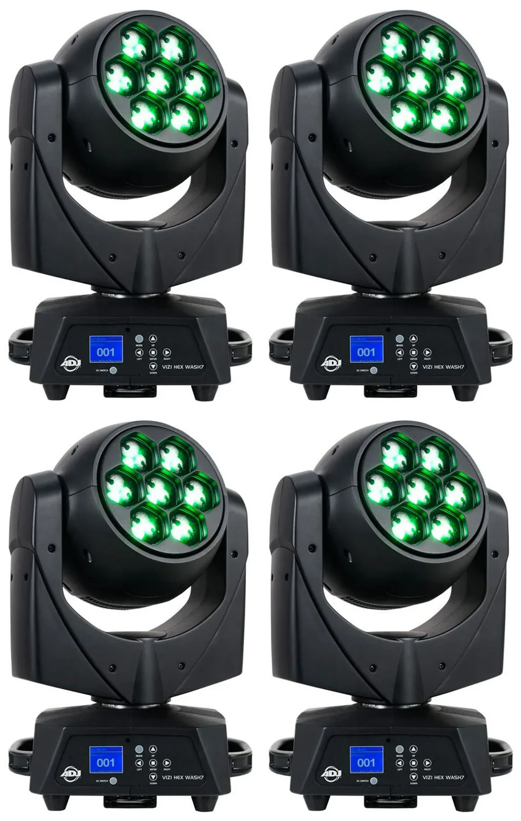 Прибор с полным движением American DJ VIZI HEX WASH 7 RGBWA+UV LED DMX (4 штуки)