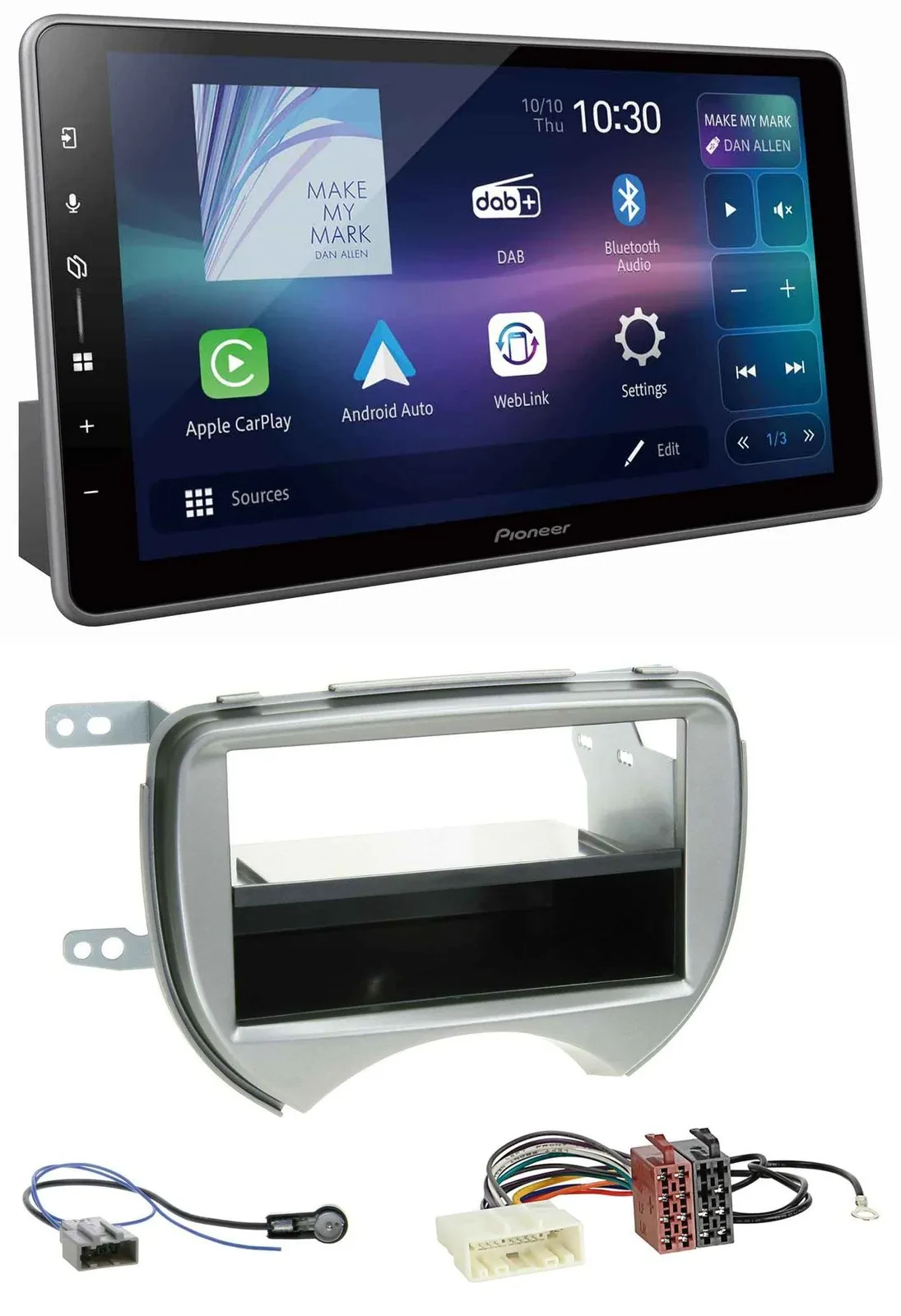 Pioneer Bluetooth USB DAB MP3 Autoradio für Nissan Micra (10-13 K13) silber