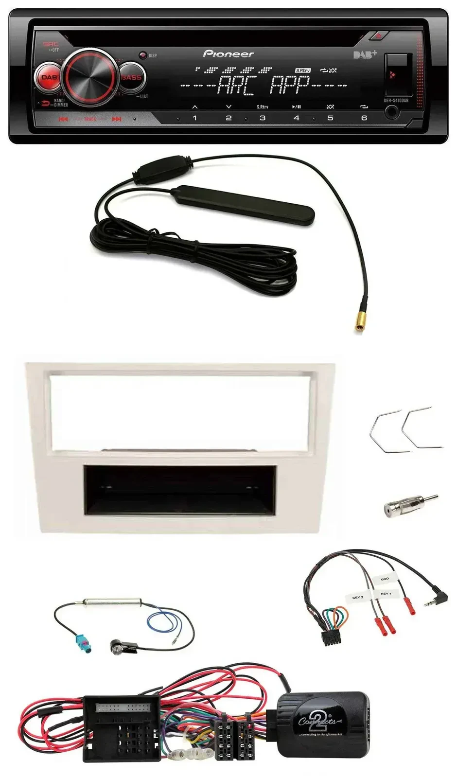 Автомагнитола Pioneer CD/USB DAB MP3 для Opel Corsa D перламутрово-белый (2009–2014)