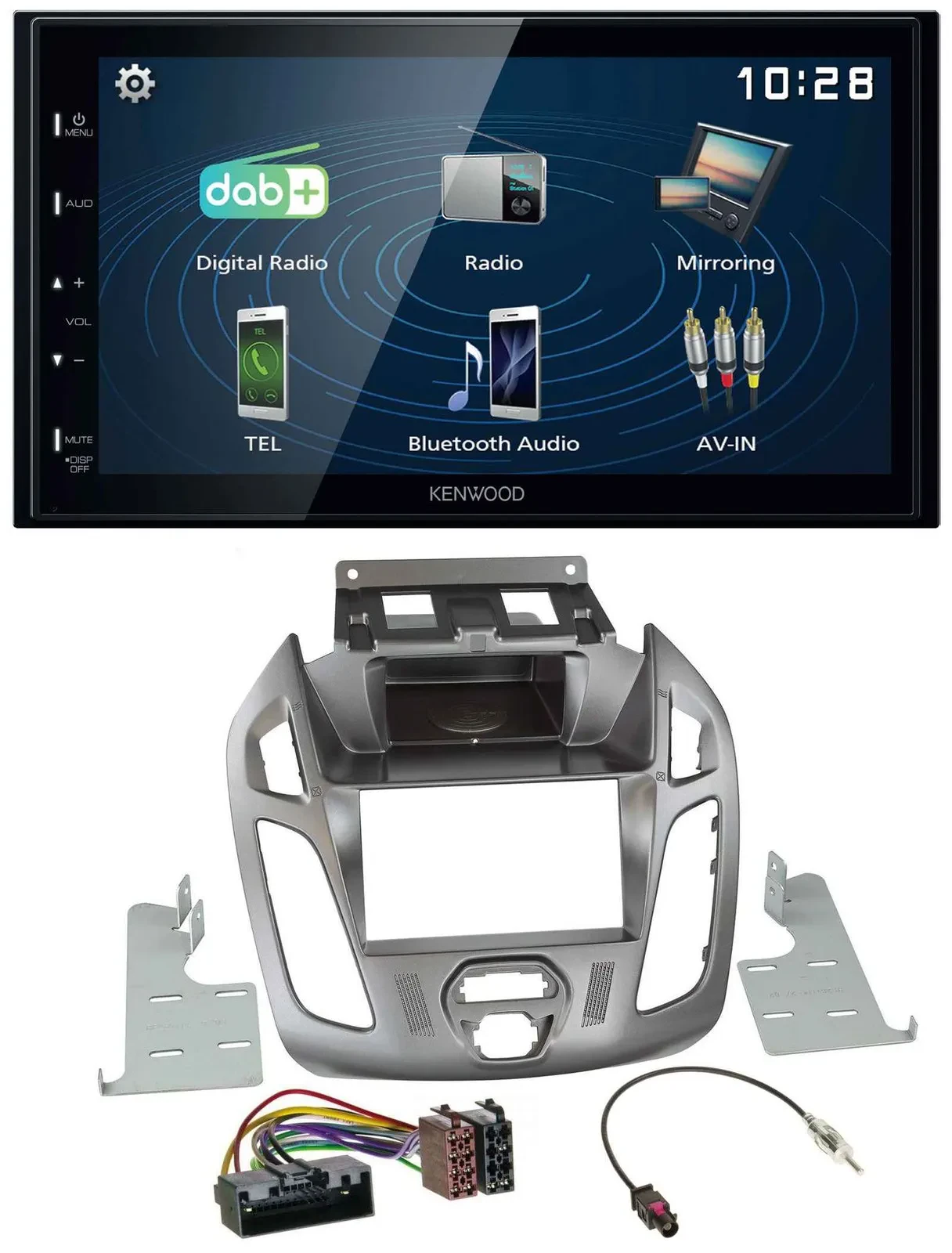 Автомагнитола Kenwood 2DIN, Bluetooth, MP3, USB, DAB для Ford Transit (2013–2018)