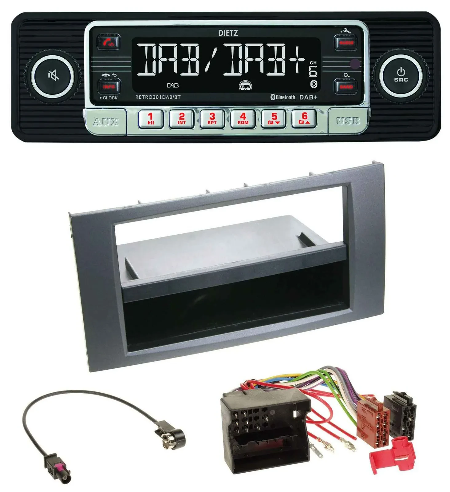 Dietz USB DAB MP3 Bluetooth Autoradio für Ford Fusion Kuga Transit 05-12 anthraz