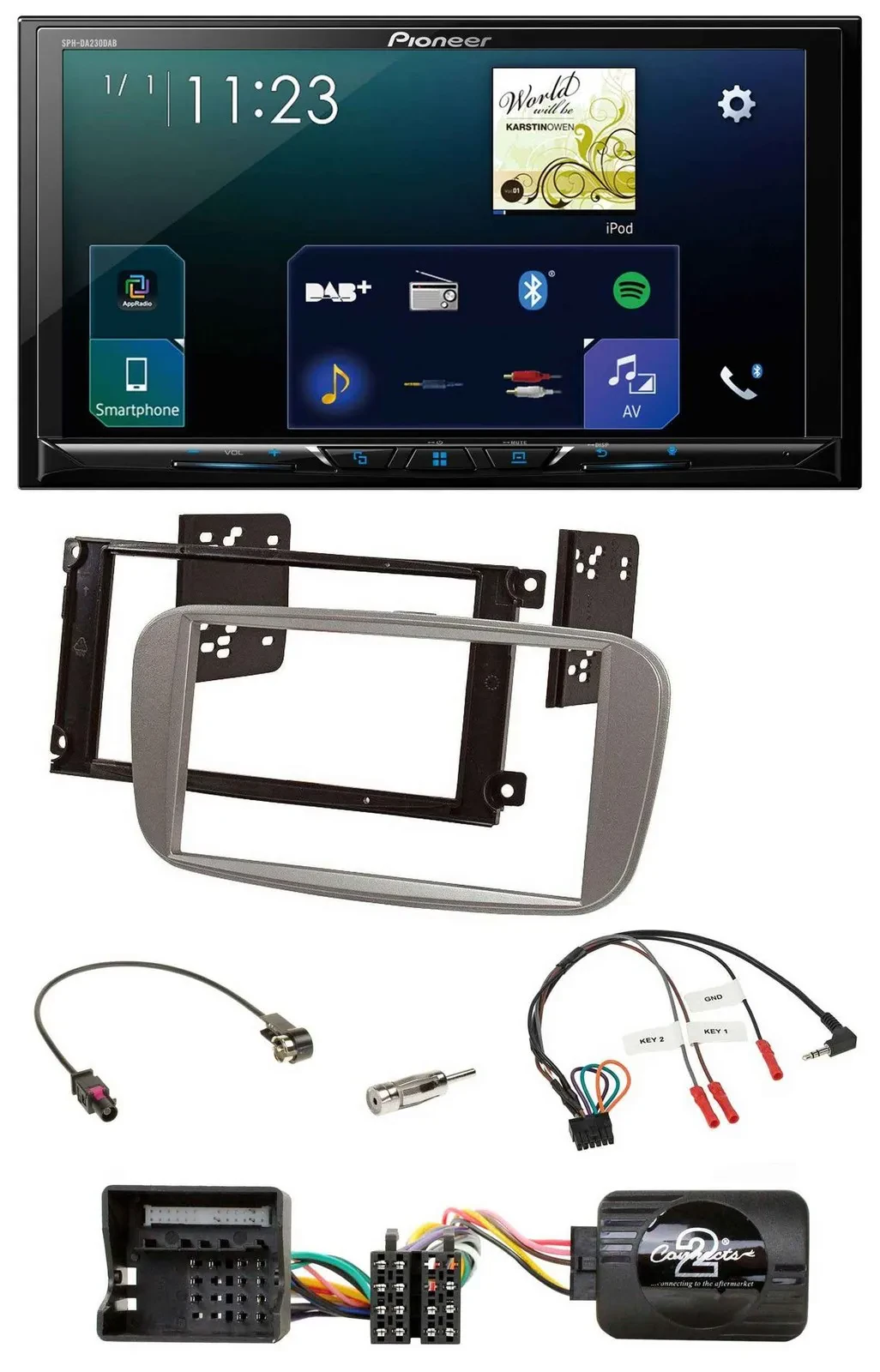 Pioneer Lenkrad Bluetooth USB 2DIN DAB Autoradio für Ford Mondeo S-Max ab 07 sil