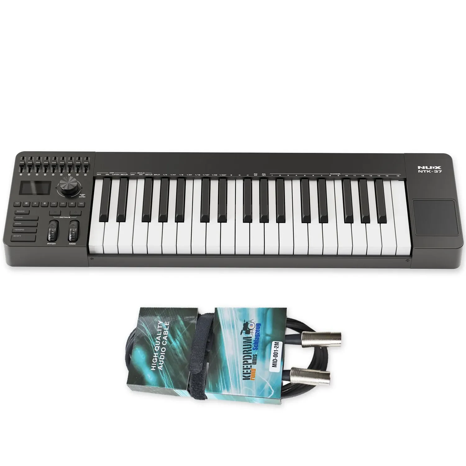 Nux NTK-37 Keyboard USB MIDI Keyboard-Controller mit keepdrum Midi Kabel