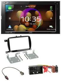 Автомагнитола JVC 2DIN, DAB, Bluetooth, USB для Fiat 500X (с 2016), черный (глянцевый)