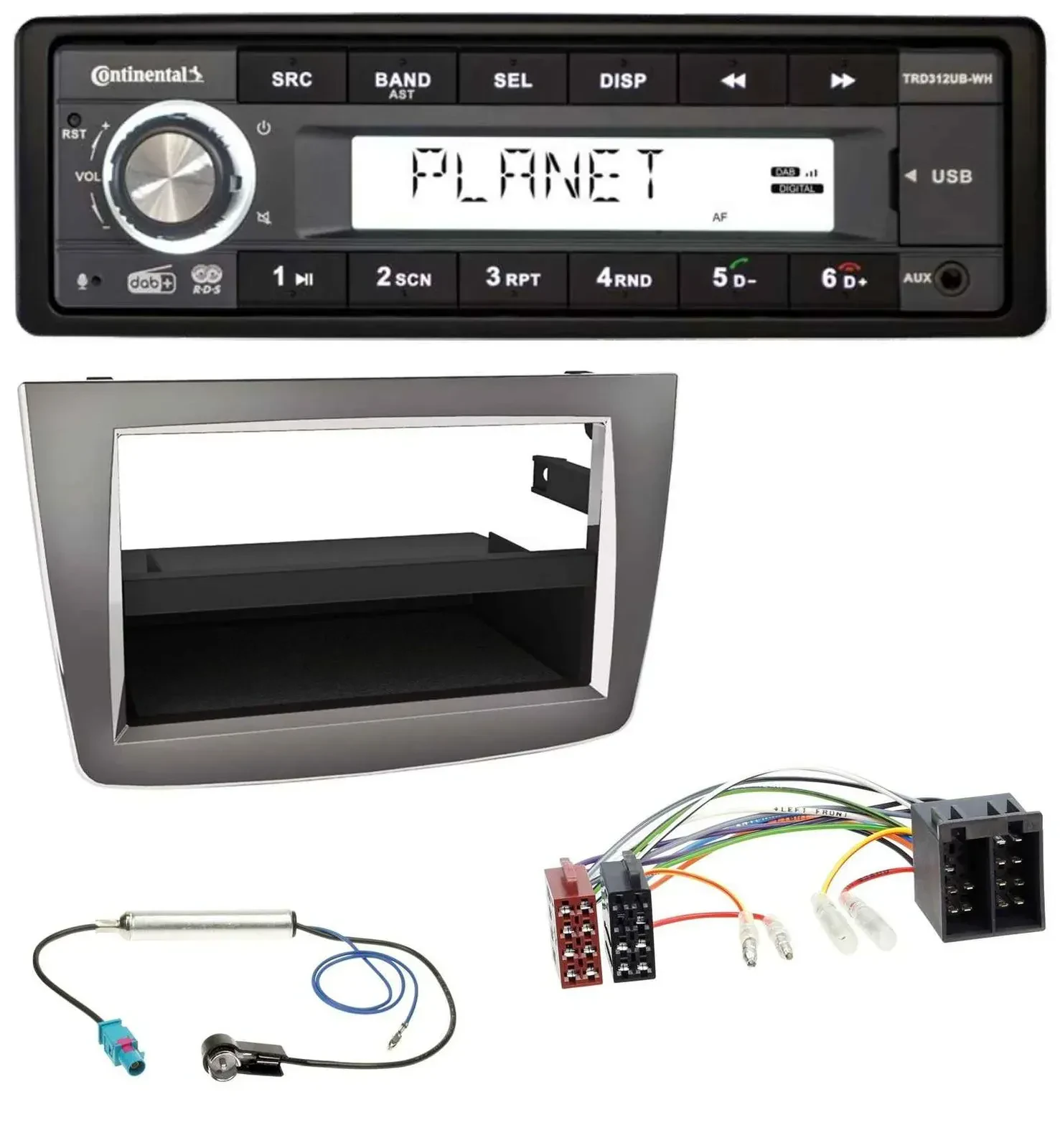 Continental USB 1DIN AUX DAB MP3 Autoradio für Alfa Romeo MiTo 955 08-14 ISO dun