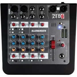 Б/У микшерный пульт Allen & Heath ZED-6 6-канальный, 2 мик/линейных, 2 стерео, 48 В фантом, XLR выходы