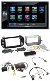 Blaupunkt Lenkrad USB Bluetooth TMC 2DIN Navigation für Fiat 500 2014-2015 schwa
