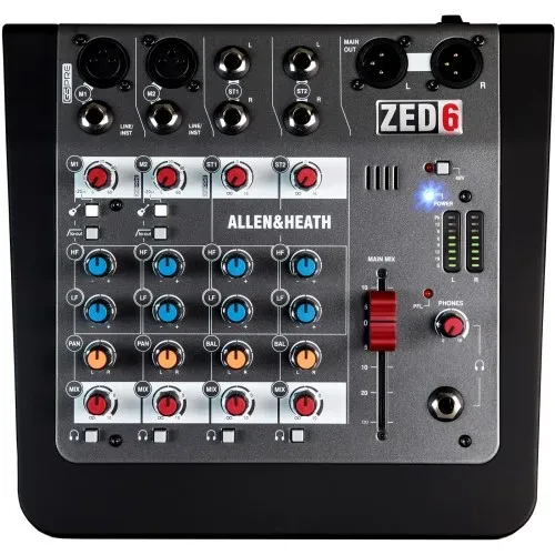 Б/У микшерный пульт Allen & Heath ZED-6 6-канальный, 2 мик/линейных, 2 стерео, 48 В фантом, XLR выходы