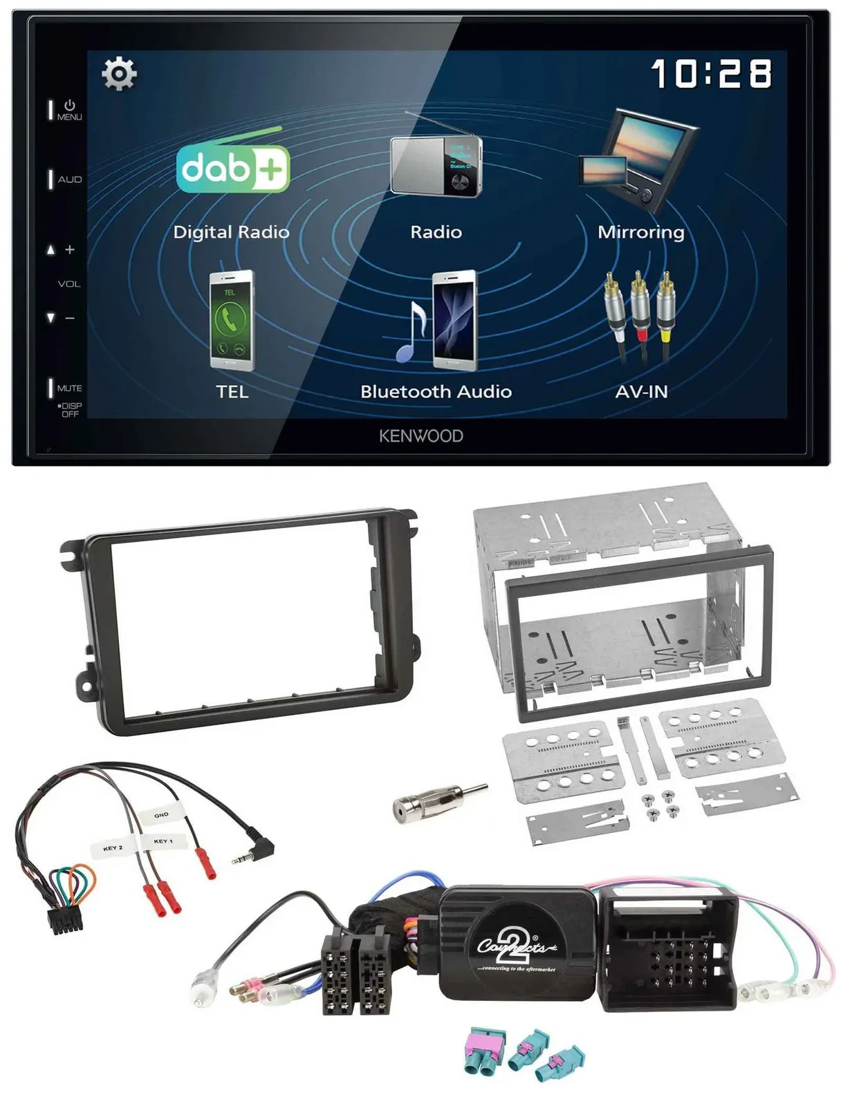 Kenwood 2DIN Bluetooth Lenkrad USB DAB Autoradio für VW Passat Polo Scirocco Sha