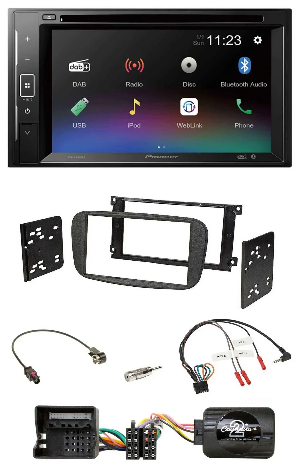 Pioneer Bluetooth Lenkrad USB 2DIN DAB DVD Autoradio für Ford Galaxy Focus C-Max