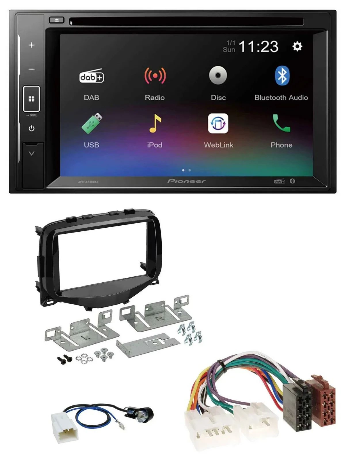 Pioneer Bluetooth MP3 USB 2DIN DAB DVD Autoradio für Toyota Aygo (2014-2021)