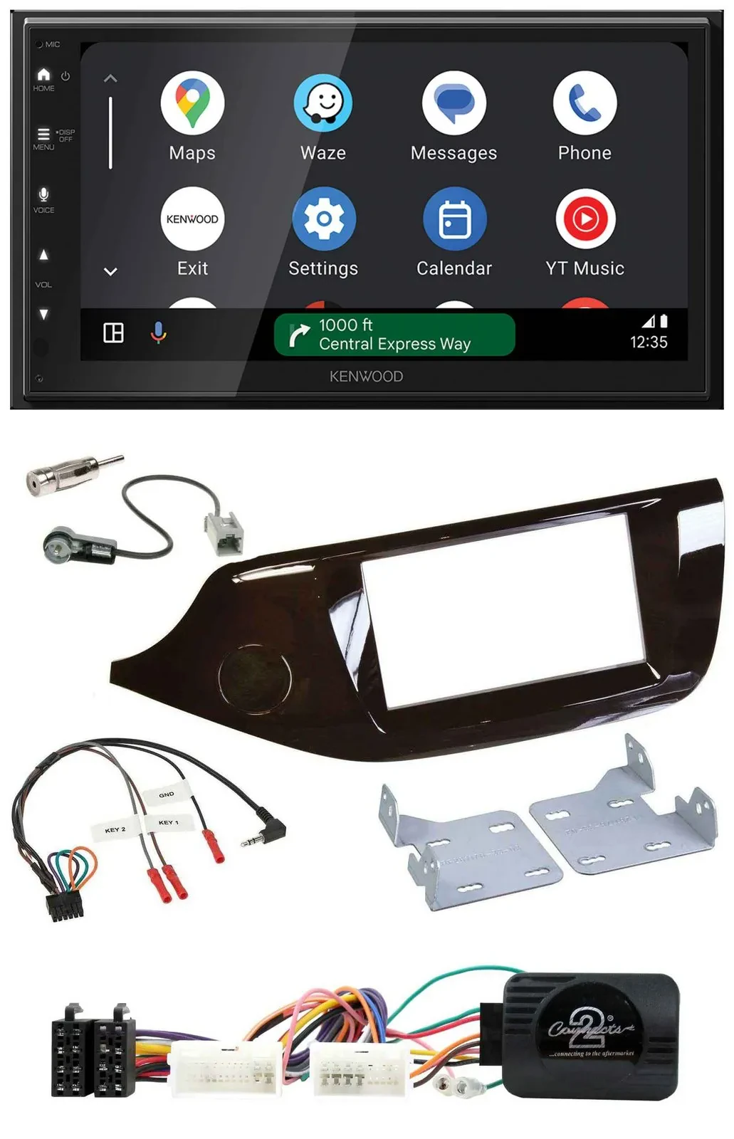 Kenwood DAB Bluetooth USB Lenkrad 2DIN Autoradio für Kia Ceed ab 2012 glänzend o