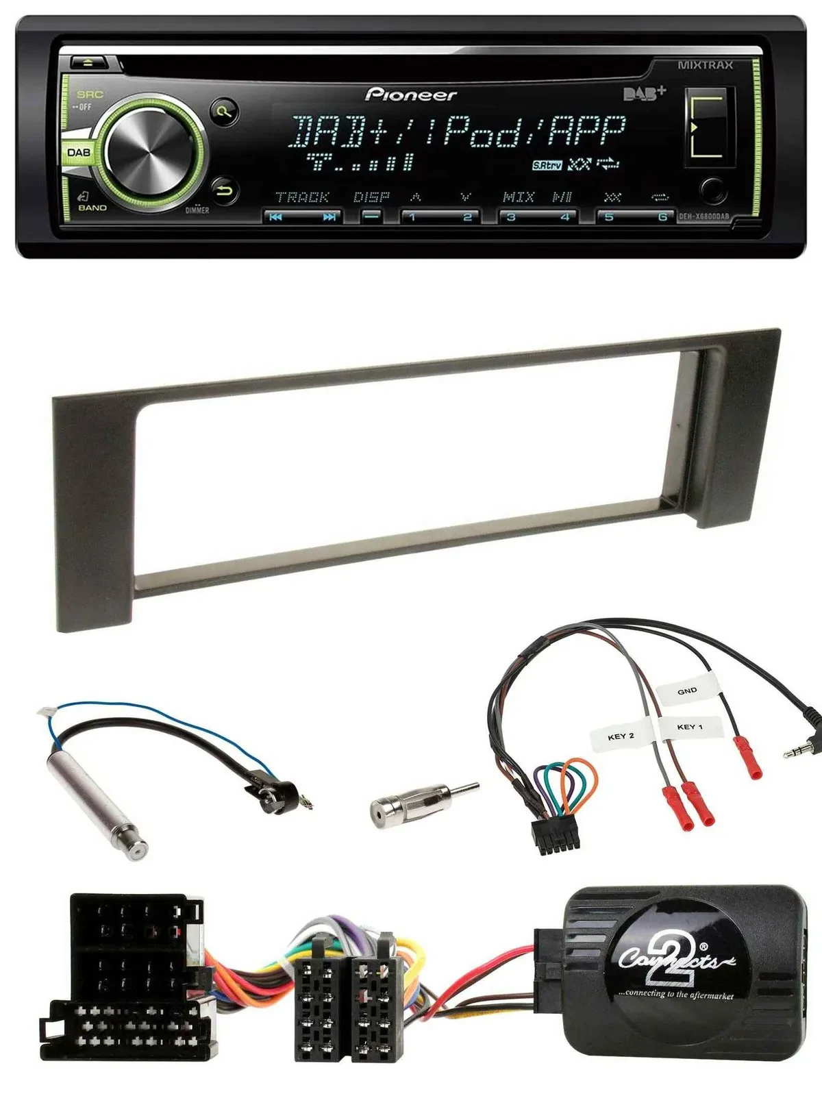 Автомагнитола Pioneer DAB, USB, MP3, CD для Audi A4 2000–2004, ISO, поддержка управления с руля