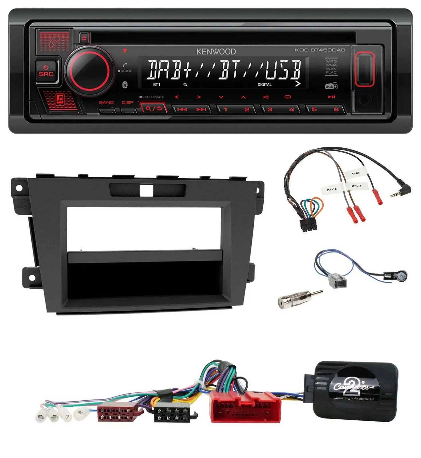 Kenwood Lenkrad CD USB Bluetooth DAB Autoradio für Mazda CX-7 2009-2013
