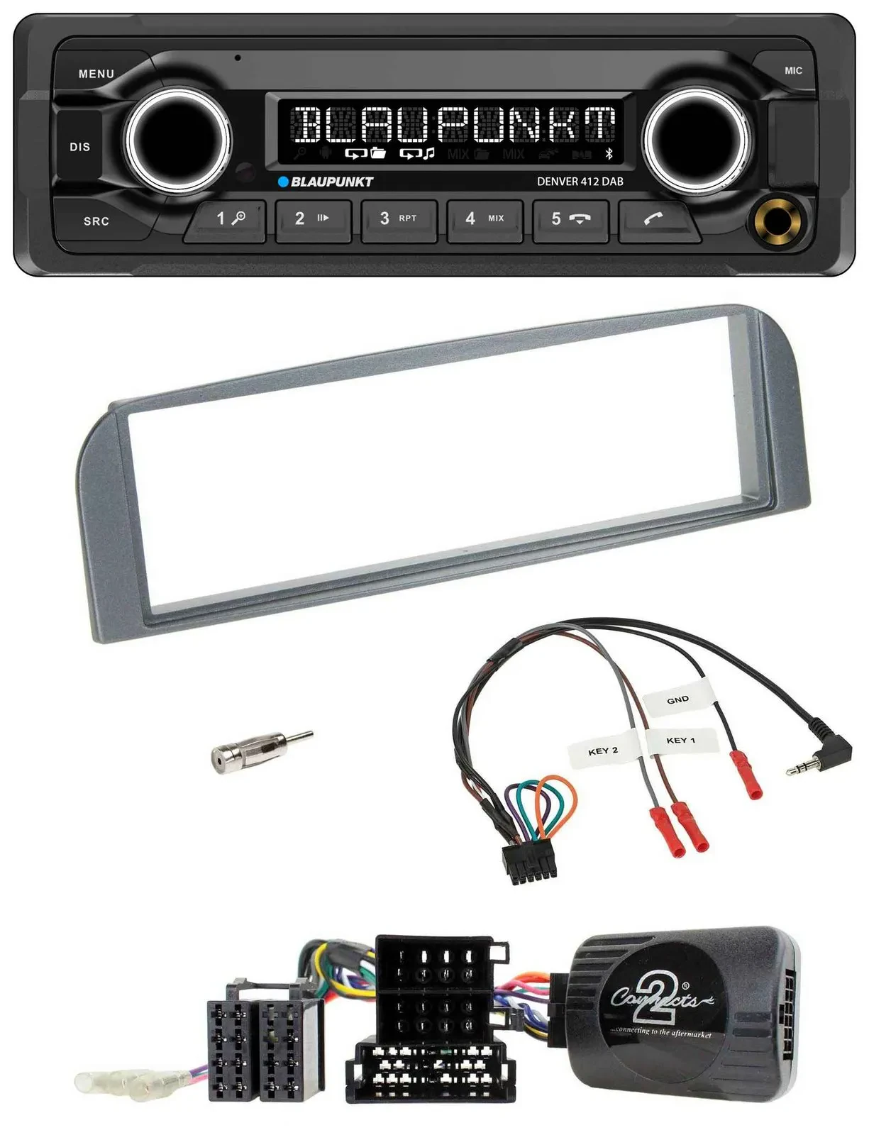 Blaupunkt Bluetooth DAB Lenkrad USB Autoradio für Alfa 147 GT 2007-2010 anthrazi
