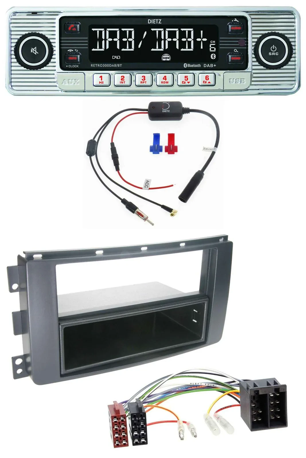 Dietz DAB USB MP3 Bluetooth Autoradio für Smart ForFour 454 ForTwo 451 ISO