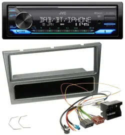 JVC Bluetooth DAB USB MP3 Autoradio für Opel Corsa C Quadlock 2004-2006 aluminiu