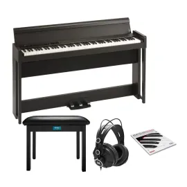 Korg C1 88-Key Digital Piano Rosewood Brown with Headphones Bench and a Book