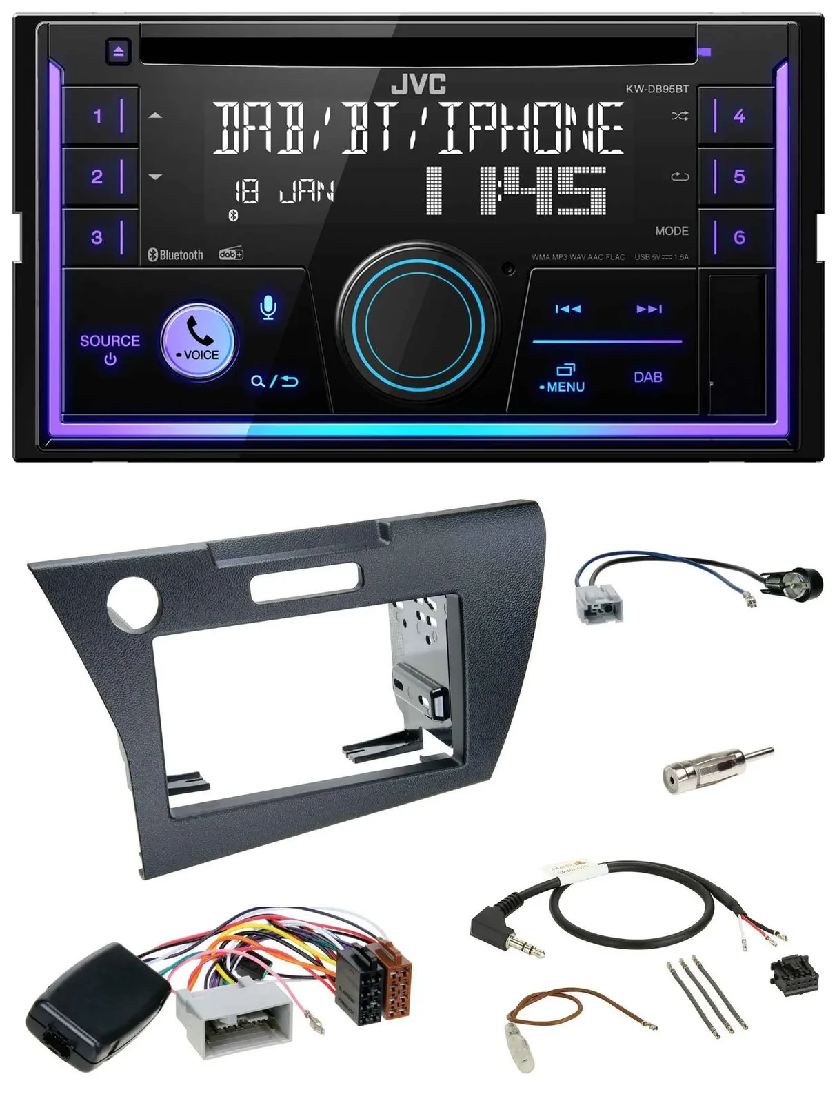 JVC Lenkrad USB 2DIN DAB Bluetooth CD Autoradio für Honda CR-Z 2010-2013