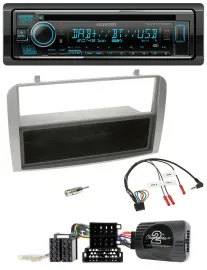 Автомагнитола для Alfa Romeo GT/147 2007–2010 Kenwood CD USB Bluetooth DAB, серебристая, поддержка кнопок на руле