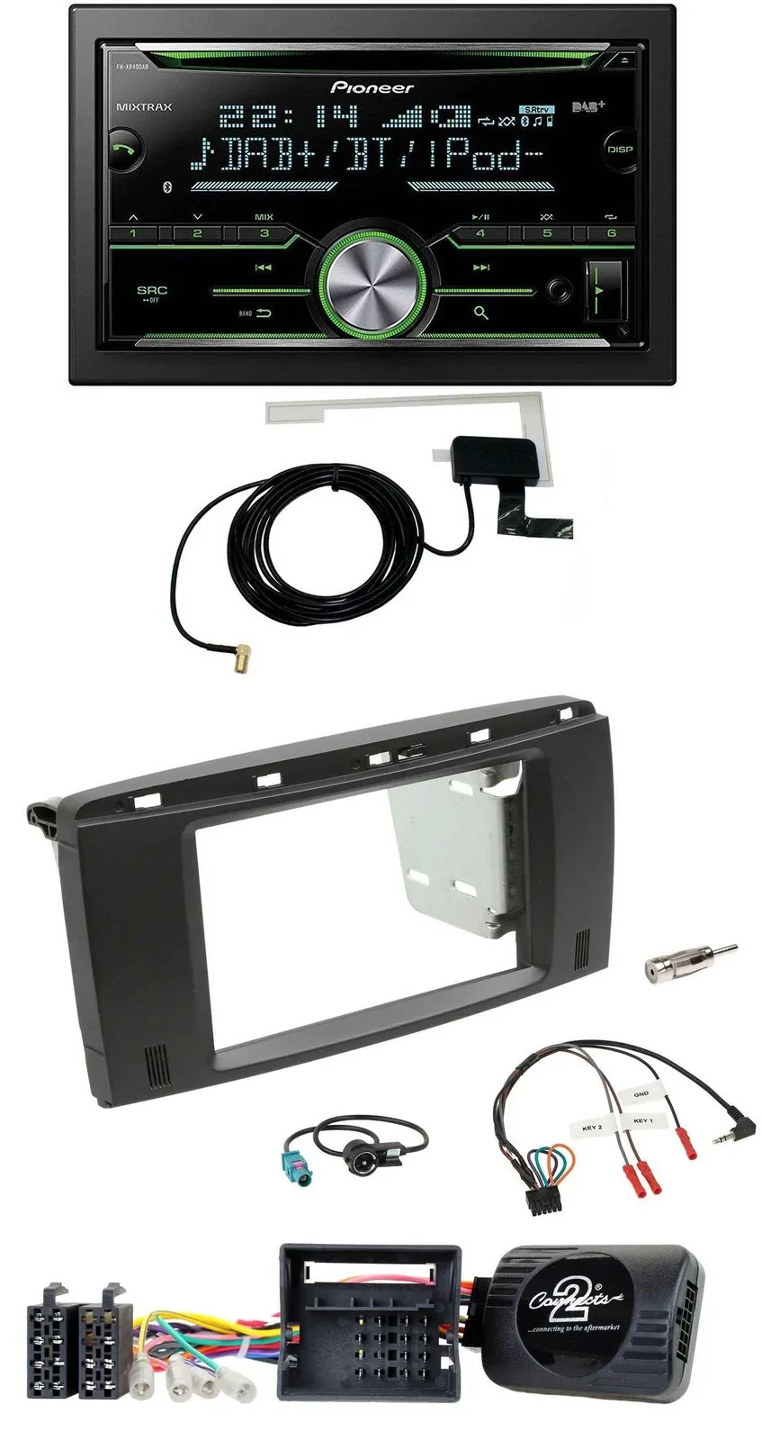 Автомагнитола для Mercedes R-Class Pioneer 2-DIN, CD/USB, Bluetooth, DAB, поддержка управления с руля