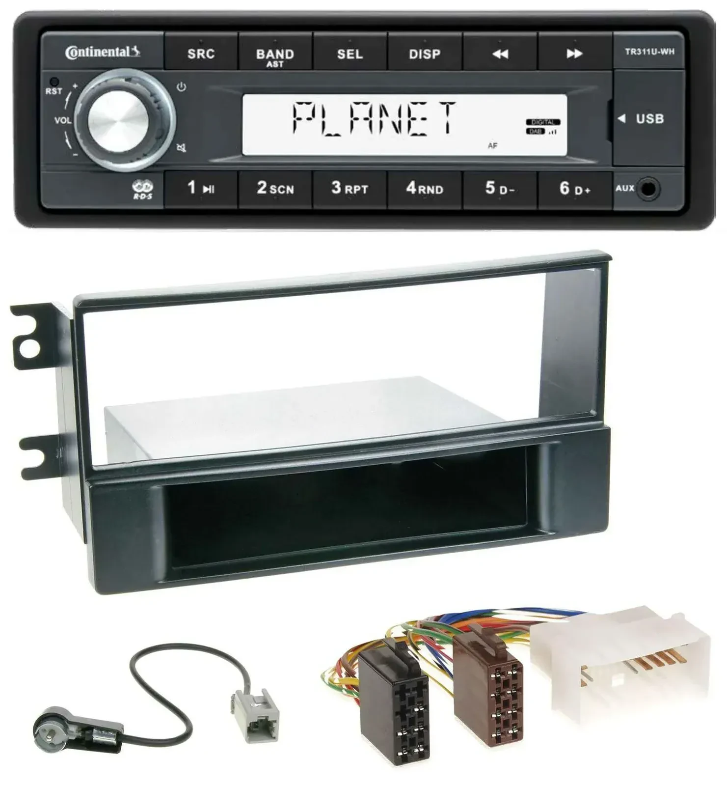 Автомагнитола Continental 1 DIN USB, MP3, AUX для Kia Sportage II (2008–2010)