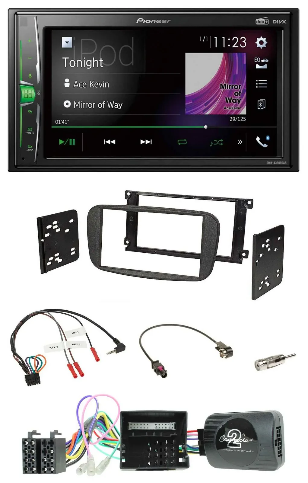 Pioneer 2DIN Lenkrad DAB USB Bluetooth Autoradio für Ford Focus C-Max Galaxy ab