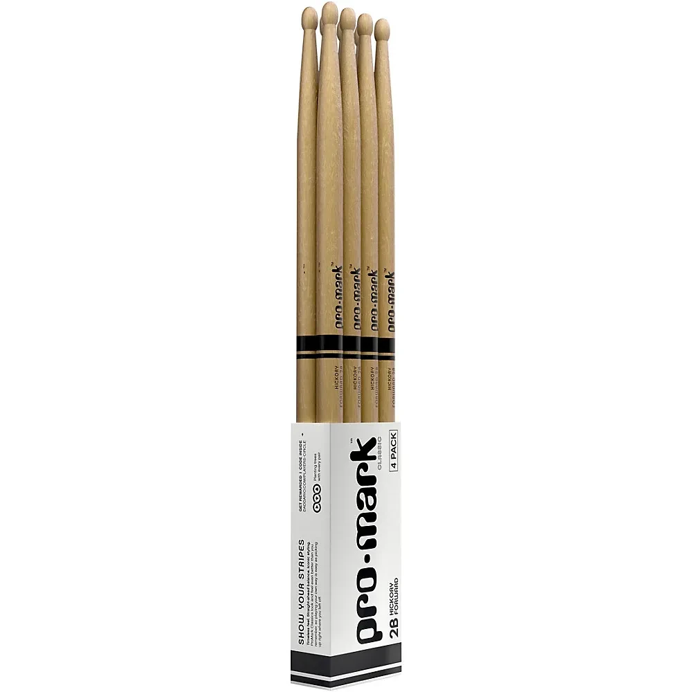 Promark Classic Forward Hickory Oval Wood Tip 4 Pack 2B Wood