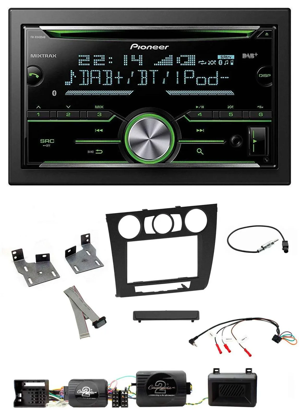 Pioneer Bluetooth Lenkrad DAB 2DIN USB CD Autoradio für BMW 1er PDC man. Klima E
