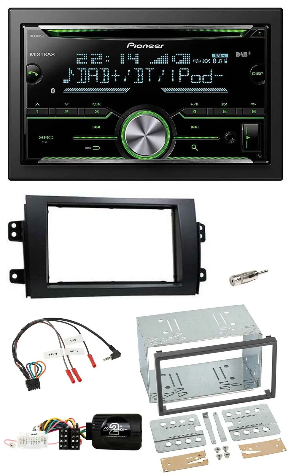 Автомагнитола Pioneer 2-DIN, CD/USB, Bluetooth, DAB, с поддержкой управления на руле, для Fiat Sedici и Suzuki SX4