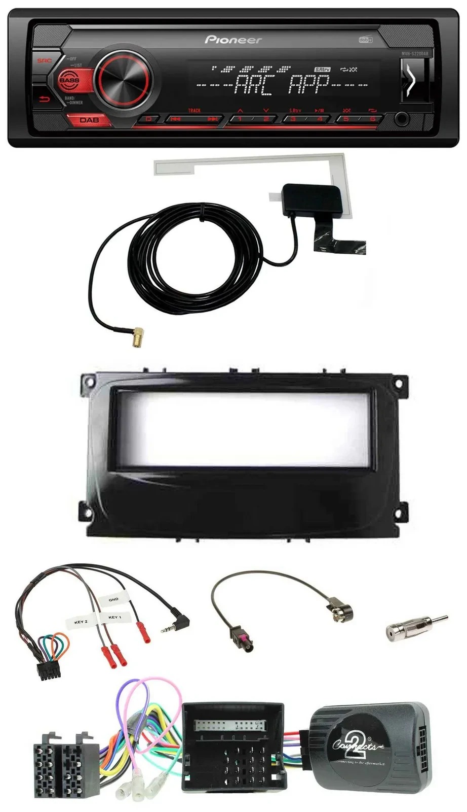 Pioneer 1DIN USB DAB MP3 Lenkrad Autoradio für Ford Mondeo S-Max Can-Bus 07-14 p