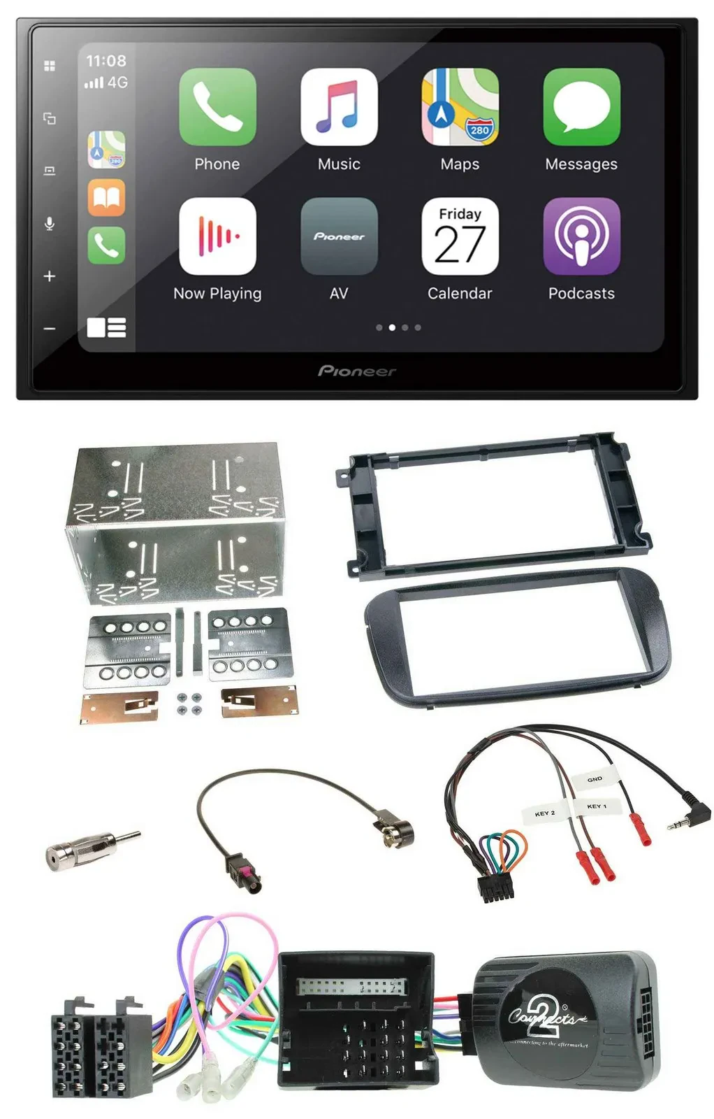 Автомагнитола Pioneer 2DIN, Bluetooth, DAB, USB, для Ford S‑Max/Mondeo, поддержка кнопок на руле