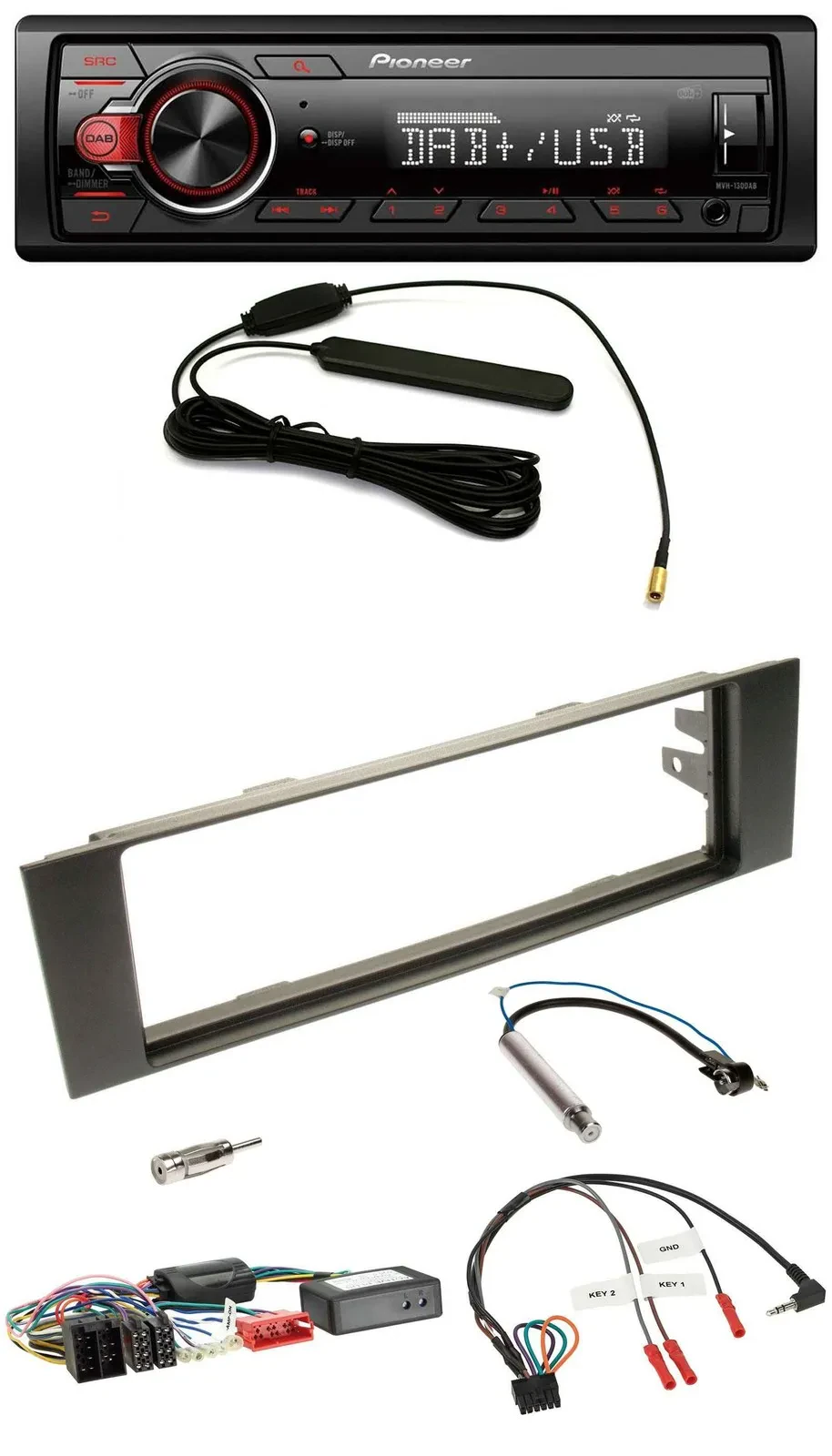 Pioneer MP3 DAB 1DIN Lenkrad USB Autoradio für Audi A3 03-06 Teilsystemadapter