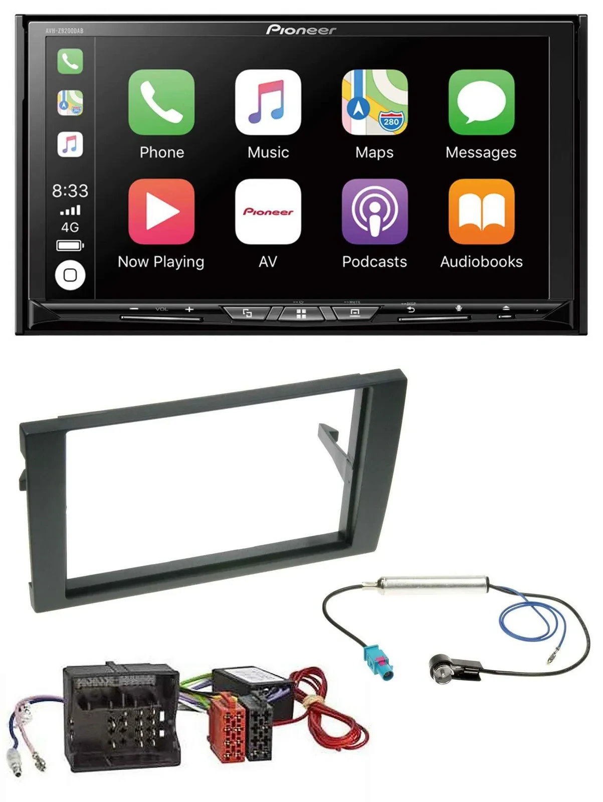 Pioneer 2DIN MP3 USB DAB DVD Bluetooth Autoradio für Audi A4 B7 04-08 Aktivsyste