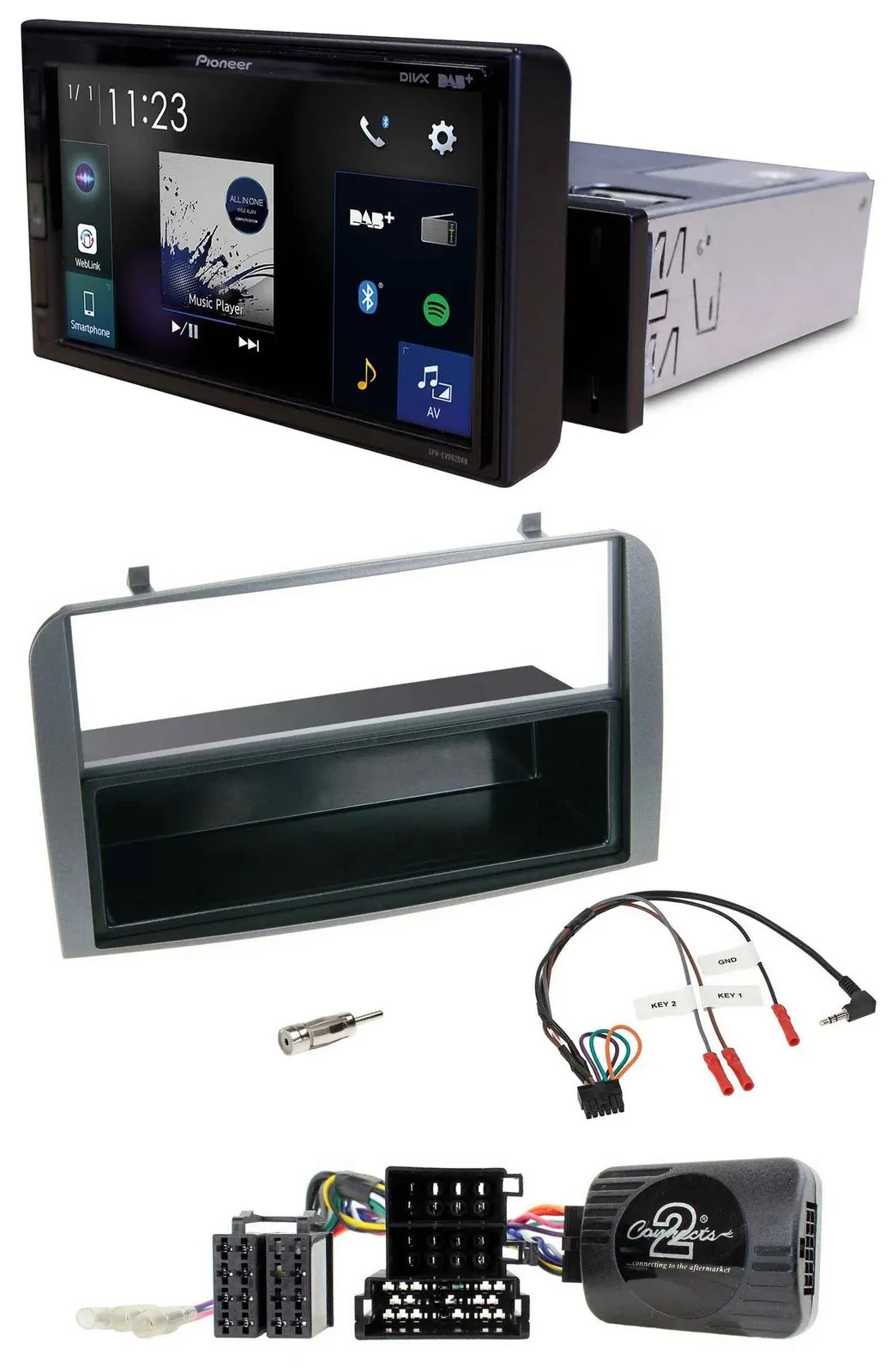 Pioneer DAB Lenkrad Bluetooth USB Autoradio für Alfa 147 GT 07-10 anthrazit Abla