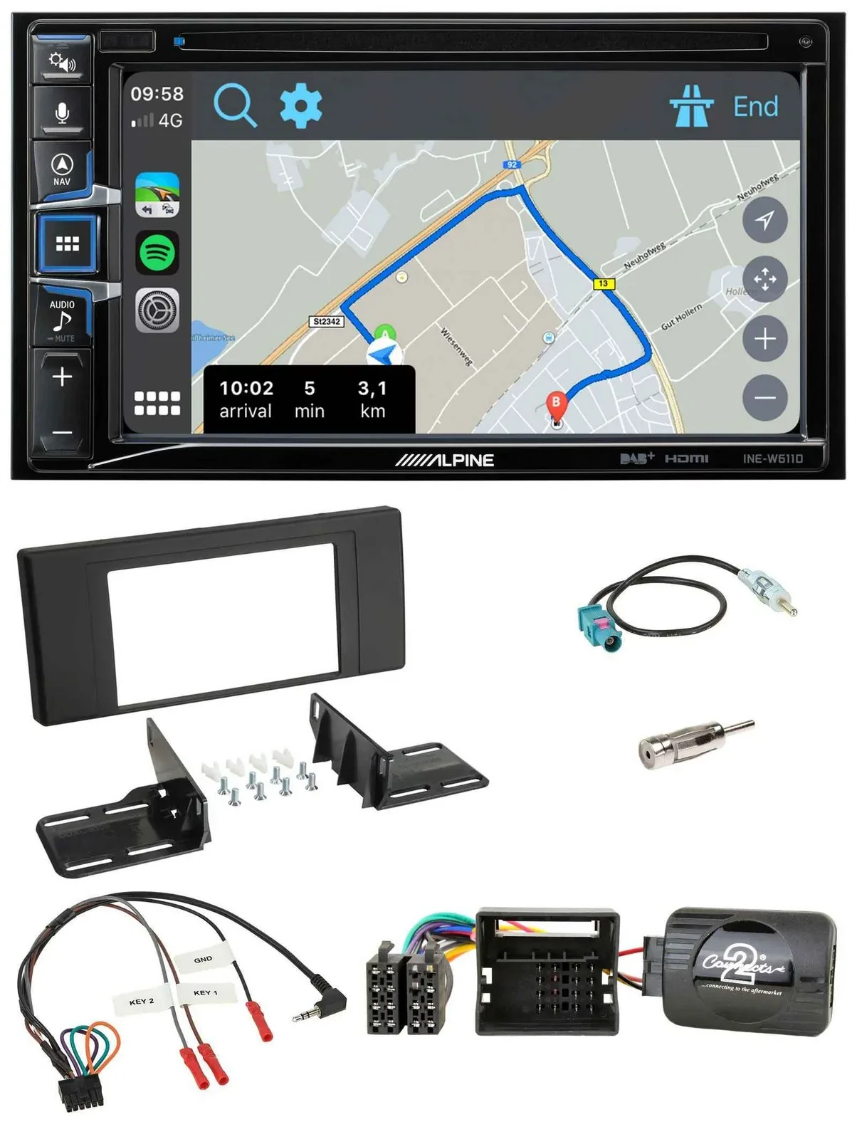 Alpine DAB TMC Bluetooth 2DIN USB Lenkrad Navigation für Land Rover Range Rover