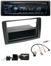 Alpine USB Bluetooth DAB Lenkrad Autoradio für Fiat Idea 2006-2012 schwarz