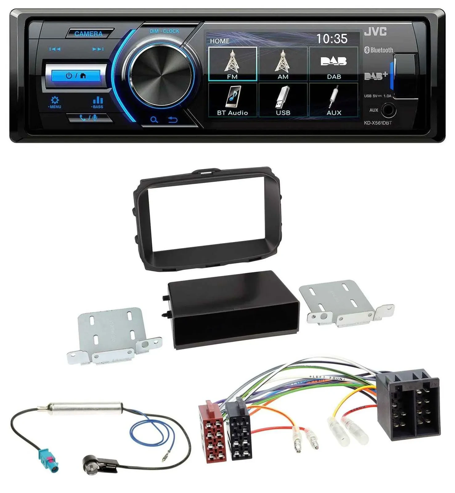 Автомагнитола для Alfa Romeo Giulietta (2013–2021) JVC Bluetooth, MP3, USB, DAB, ISO