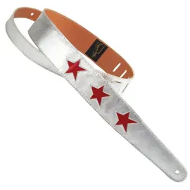 Ремень для гитары Henry Heller HPST-SR Capri Leather Series Silver Red Stars