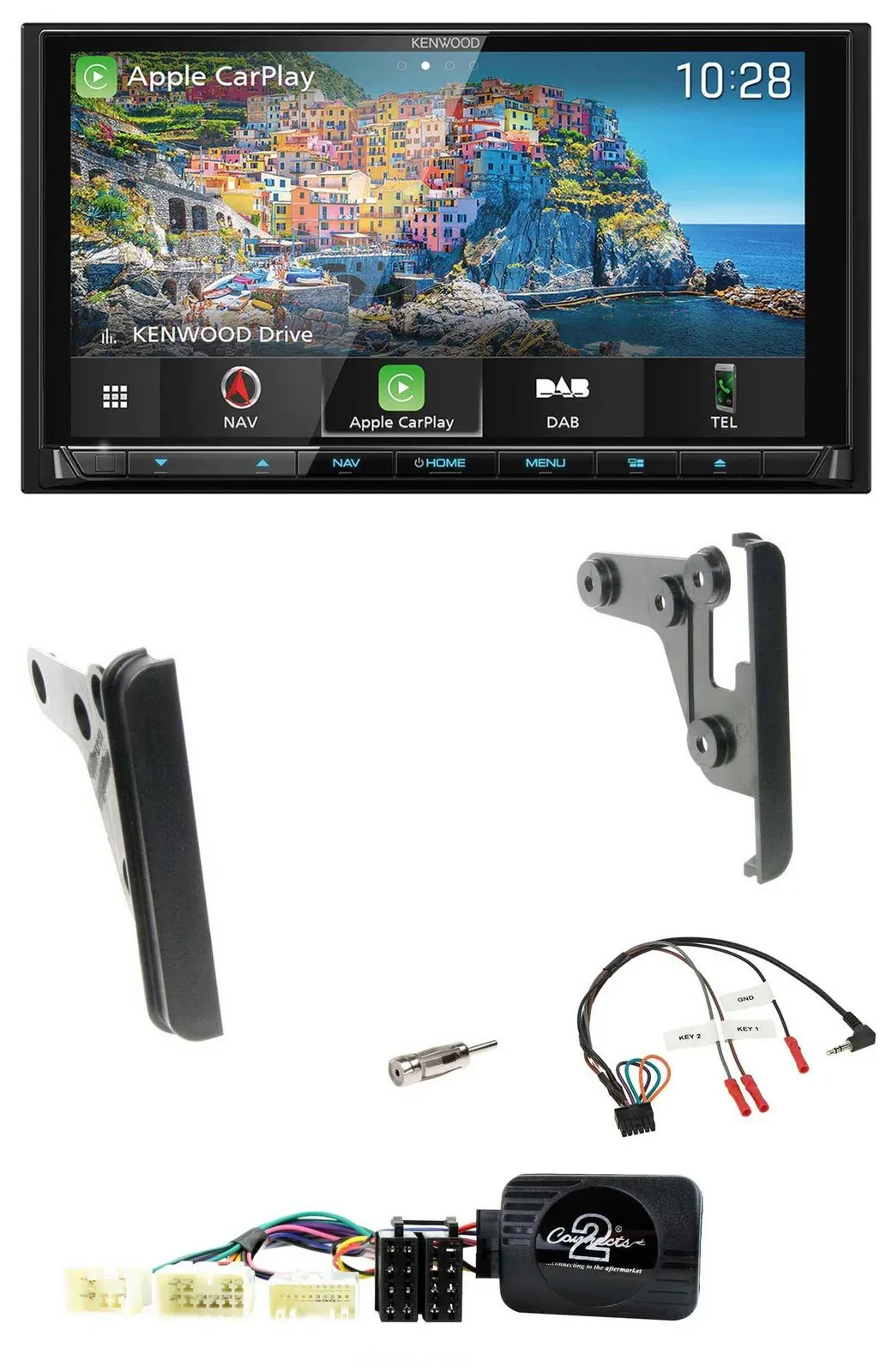 Автомагнитола для Toyota Yaris 2007–2010 Kenwood 2-DIN, Bluetooth, USB, DAB, Navigation, TMC