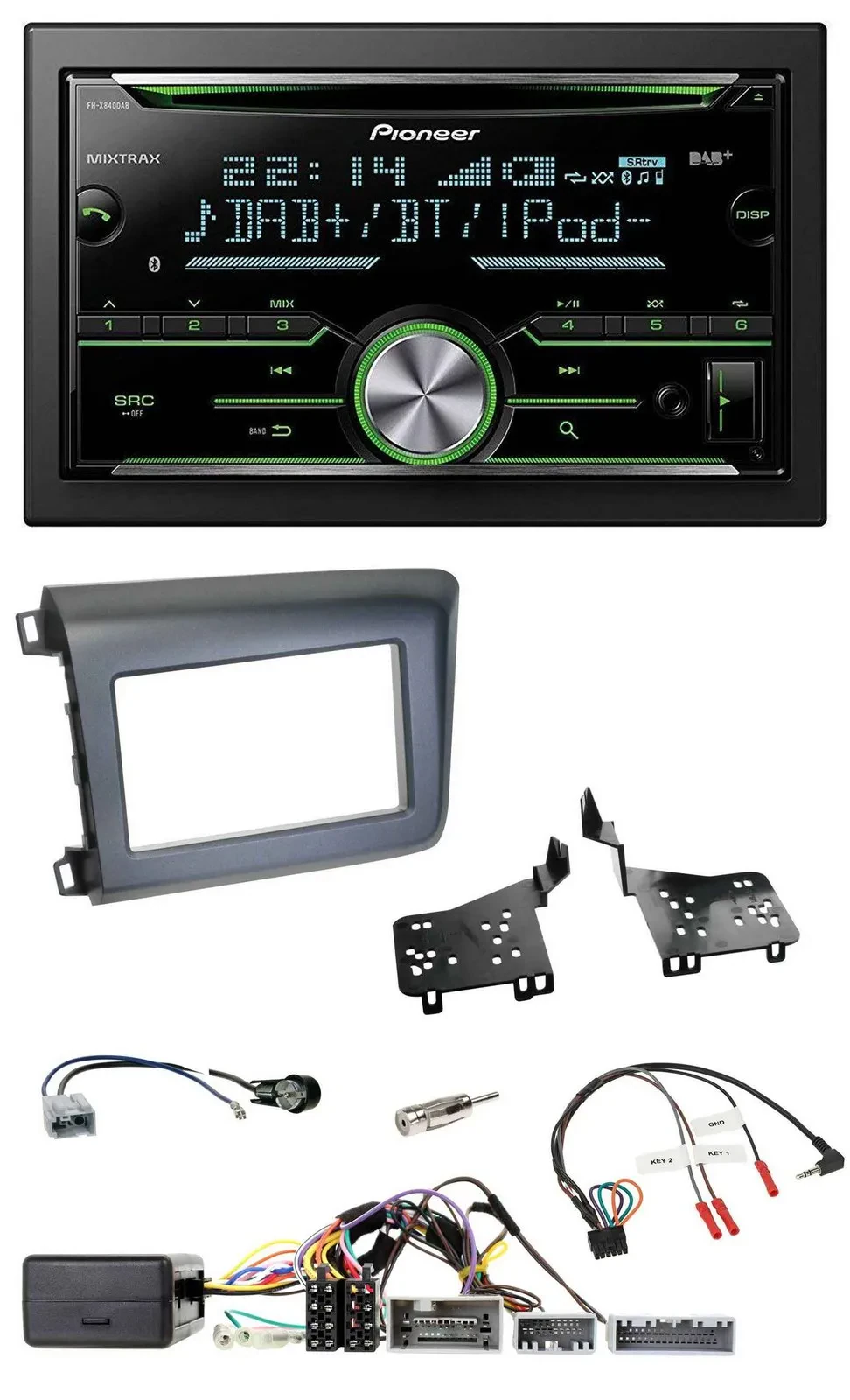 Pioneer Bluetooth Lenkrad DAB 2DIN USB CD Autoradio für Honda Civic US Modelle 2