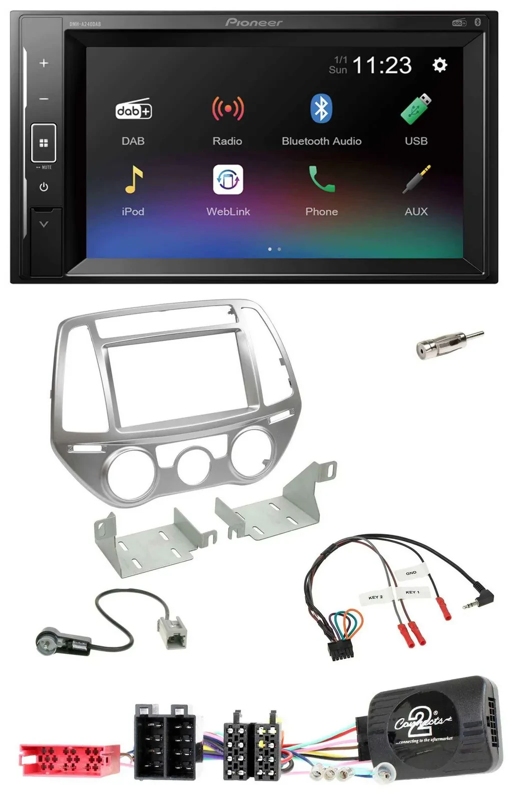 Автомагнитола для Hyundai i20 (2012–2014) Pioneer 2DIN, DAB, Bluetooth, USB