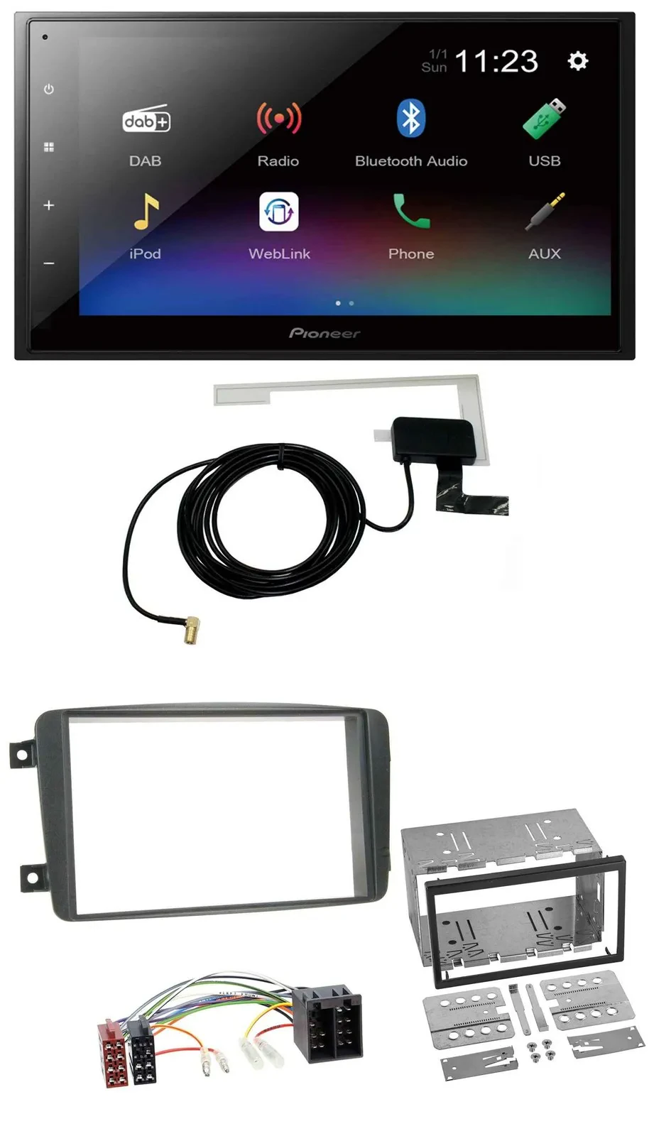 Автомагнитола для Mercedes C-Class/Vito/CLK Pioneer 2DIN DAB MP3 Bluetooth USB