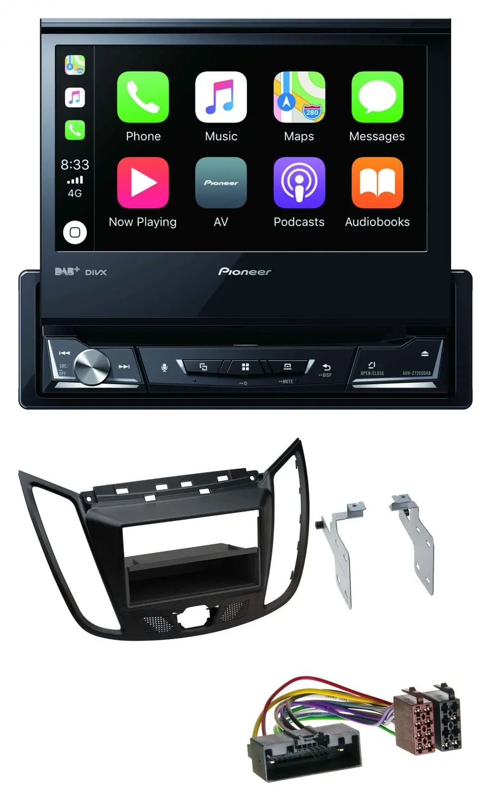Pioneer DVD Bluetooth DAB USB MP3 Autoradio für Ford C-Max Kuga matt schwarz