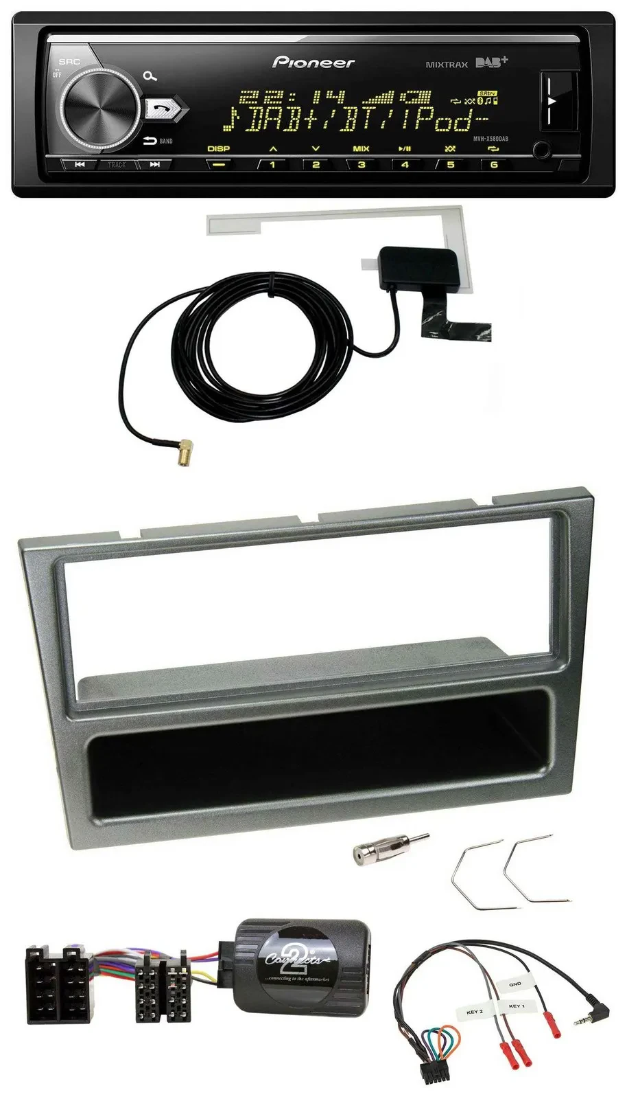 Pioneer Bluetooth DAB USB Lenkrad Autoradio für Opel Corsa C 00-04 aluminium